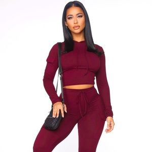 Ready For The Weekend Lounge Set - Burgundy